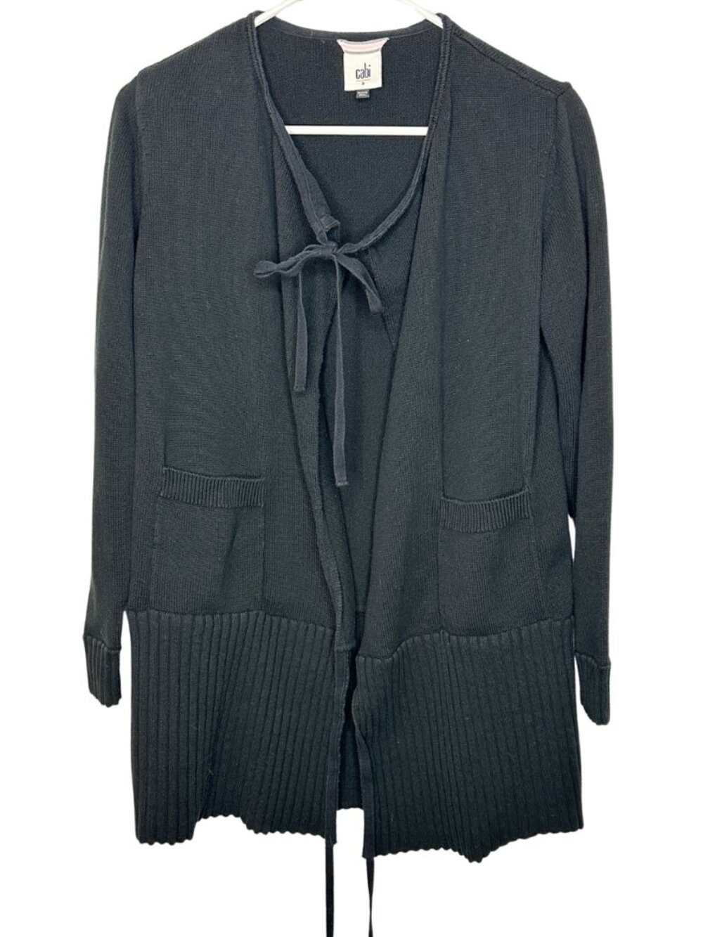 Cabi Offhand Cardigan 5827 Black Cotton Knit Long Duster Sweater Womens Small S